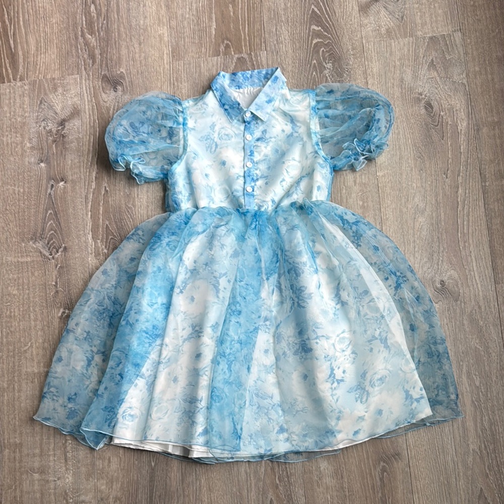 Blue Floral Puff Sleeve Dress 👗